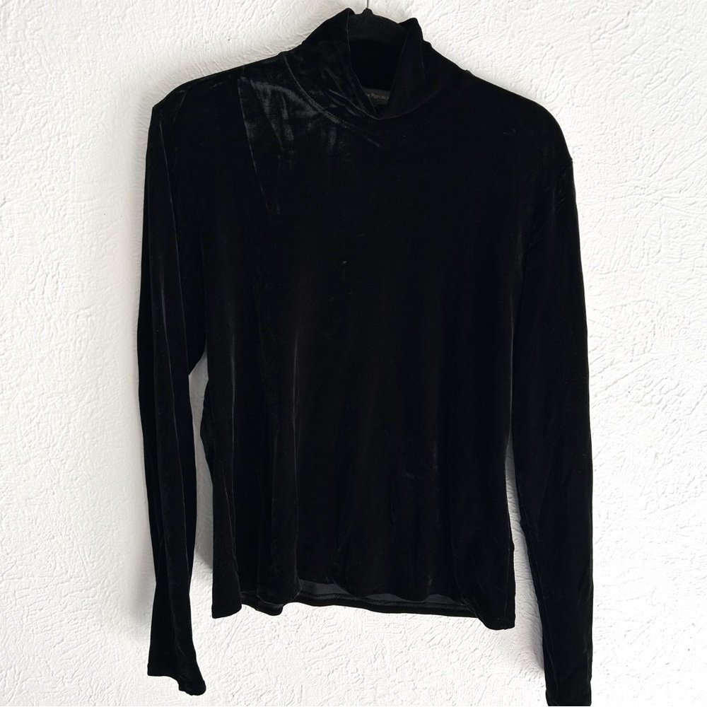 Vintage 90s Banana Republic Black Velvet Turtleneck Large Whimsigoth Witchy